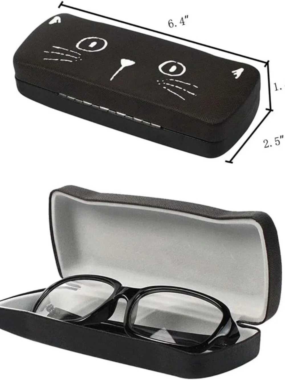 2-Pack Cute Cat Face Eyeglass Cases with Microfiber Cloth - Multi-Color Storage